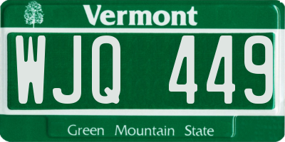 VT license plate WJQ449