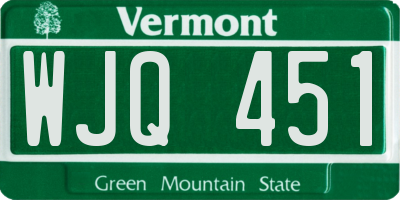 VT license plate WJQ451