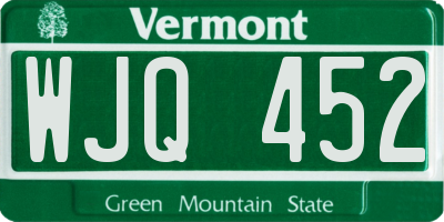 VT license plate WJQ452