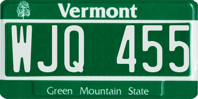 VT license plate WJQ455