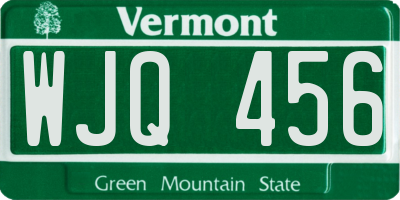 VT license plate WJQ456