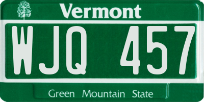 VT license plate WJQ457