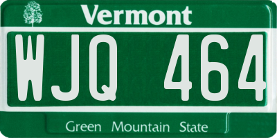 VT license plate WJQ464