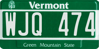 VT license plate WJQ474
