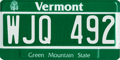 VT license plate WJQ492