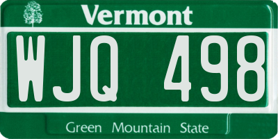 VT license plate WJQ498