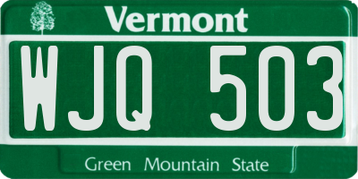 VT license plate WJQ503