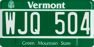VT license plate WJQ504