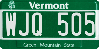 VT license plate WJQ505