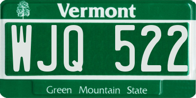 VT license plate WJQ522