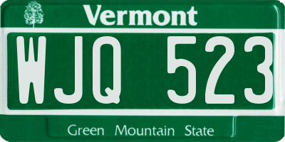 VT license plate WJQ523