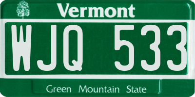 VT license plate WJQ533