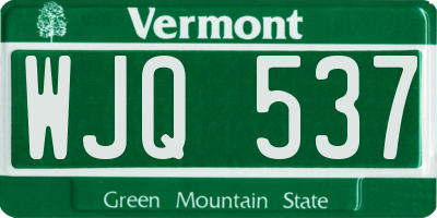 VT license plate WJQ537