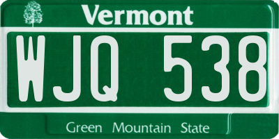 VT license plate WJQ538