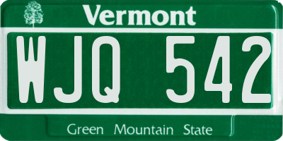 VT license plate WJQ542