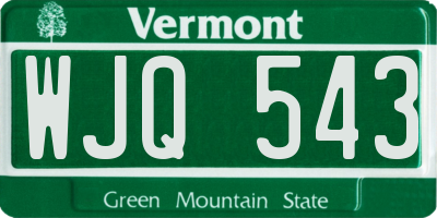 VT license plate WJQ543