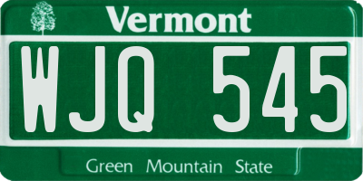 VT license plate WJQ545