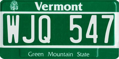 VT license plate WJQ547