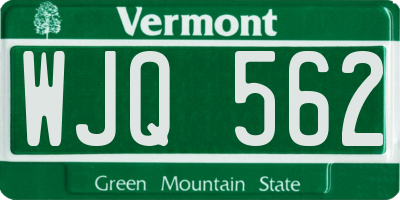 VT license plate WJQ562