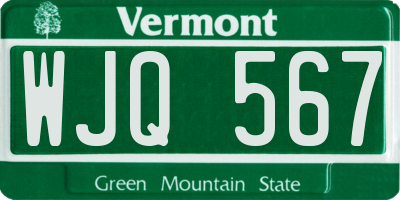 VT license plate WJQ567
