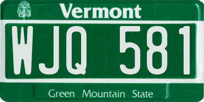 VT license plate WJQ581