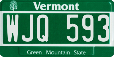 VT license plate WJQ593