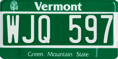 VT license plate WJQ597