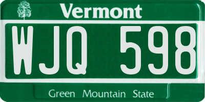 VT license plate WJQ598