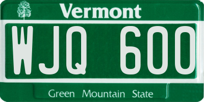 VT license plate WJQ600