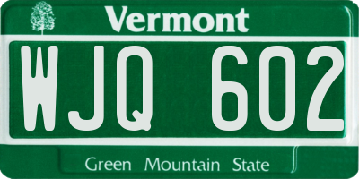 VT license plate WJQ602