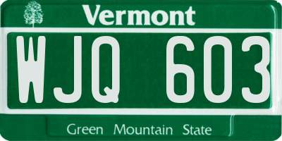 VT license plate WJQ603