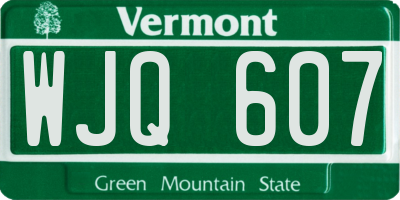 VT license plate WJQ607