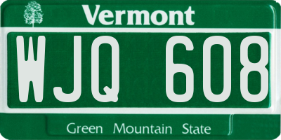 VT license plate WJQ608