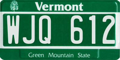 VT license plate WJQ612