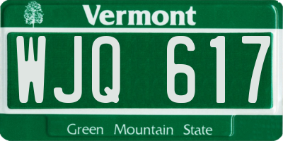 VT license plate WJQ617