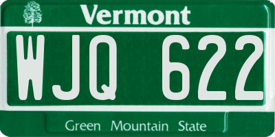 VT license plate WJQ622