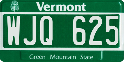 VT license plate WJQ625