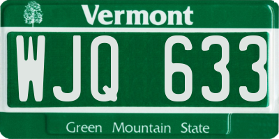 VT license plate WJQ633