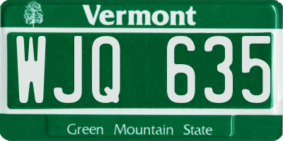 VT license plate WJQ635