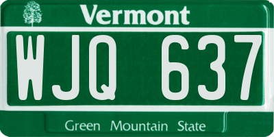 VT license plate WJQ637