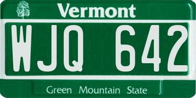 VT license plate WJQ642