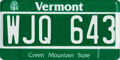 VT license plate WJQ643