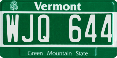VT license plate WJQ644