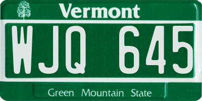 VT license plate WJQ645