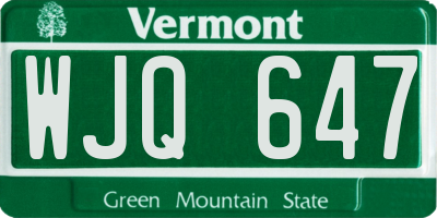 VT license plate WJQ647
