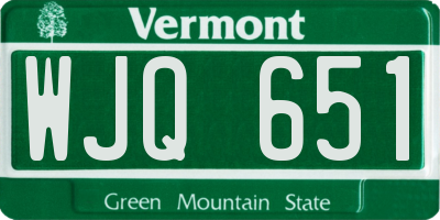 VT license plate WJQ651