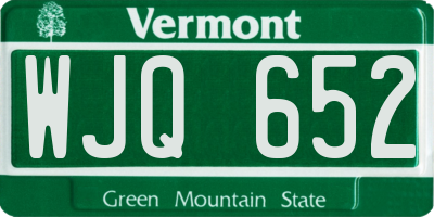 VT license plate WJQ652