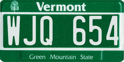 VT license plate WJQ654