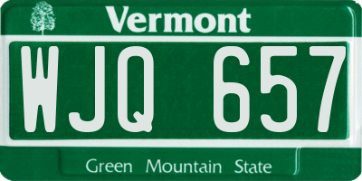 VT license plate WJQ657