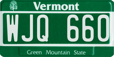 VT license plate WJQ660